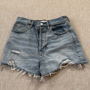 Pacsun Distressed Ultra High Rise Vintage Shorts Size 26‎ Button Fly